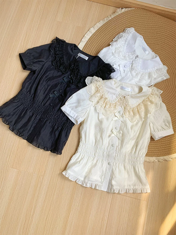 With Puji's Original Cla Three Color Short Sleeved Undershirt Lightweight And Breathable Summer Lolita Girl Sweet Top Base Shir