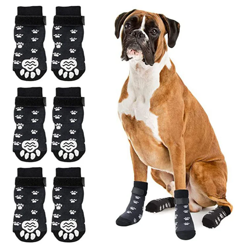 Anti Slip Dog Socks Dog Grip Socks with Straps Traction Control for Indoor on Hardwood Floor Wear Pet Paw Protector for All Dogs