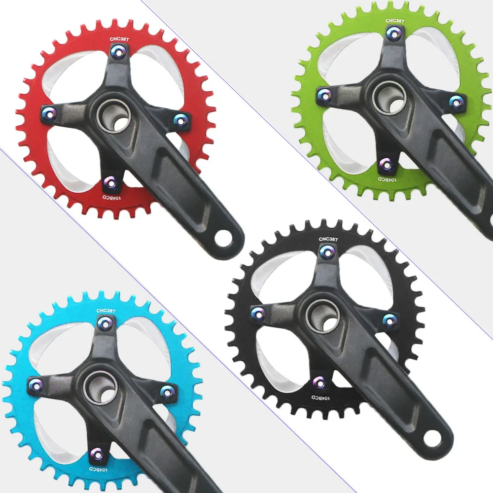 127mm Alloy MTB Child Narrow Wide Teeth Bike Crank Set Kids Folding Bicycle Single Speed Crankset 32T 34T 36T 38T 40T 42T