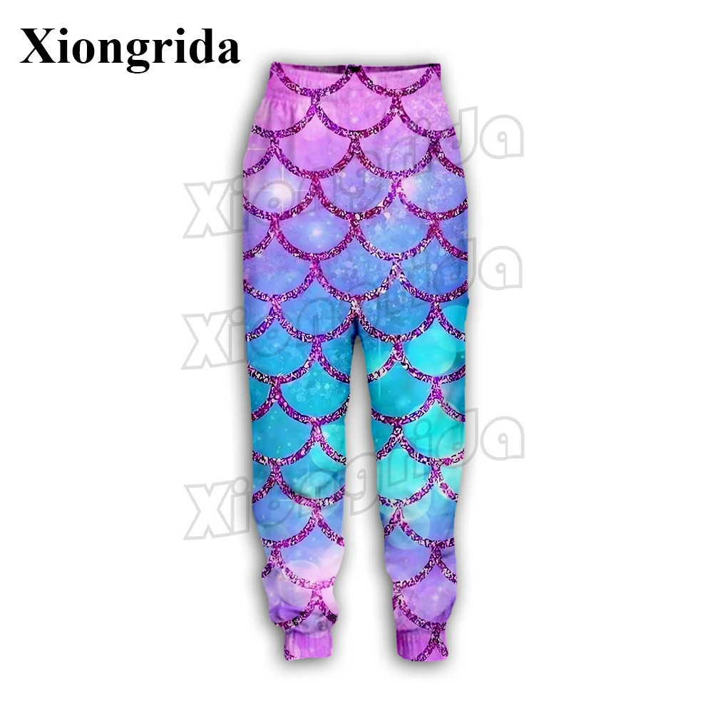 

Novelty Mermaid 3D Printed Sweatpants Pants Men Casual Glitter Fish Scale Print Trousers Women Harajuku Hip Hop Long Pants