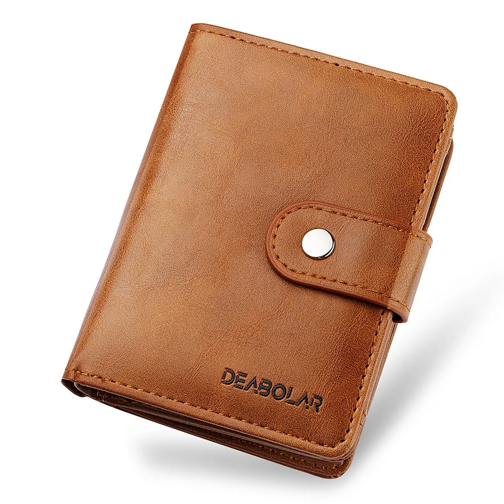 

Luxury PU Leather Men Tri- Fold Wallets Coin Purse with Zipper Coin Purse Multifunctional Short Wallet