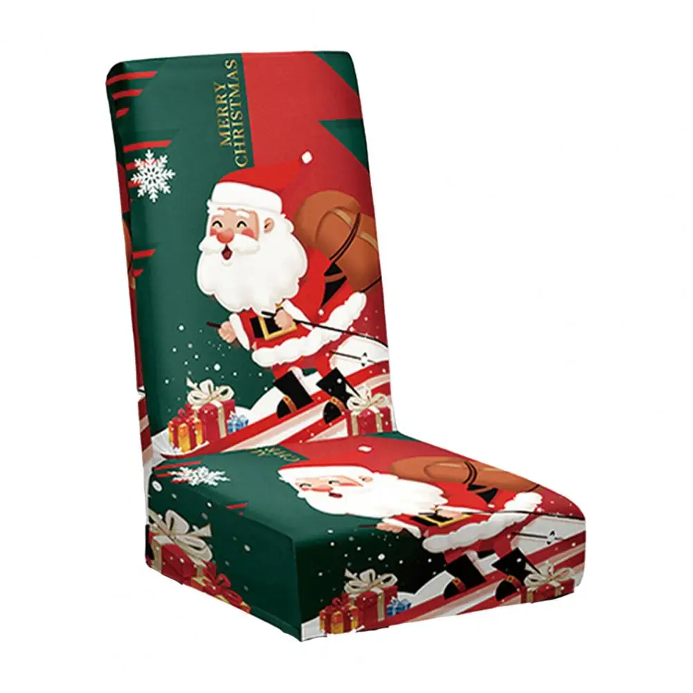 Christmas Chair Covers Xmas Carton Chair Cover with Cartoon Santa Snowman Print Festive Party Decoration Supply Navidad