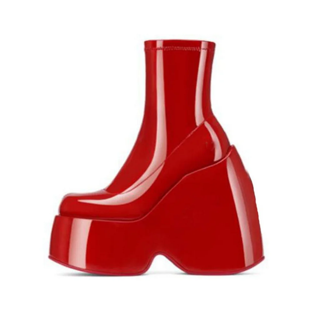 2026 New Thick Sole Ankle Boots,Women High Heels Platform Botas,Spring Stage Show Shoes,Size 35-43,White,Red,Blue,Dropship
