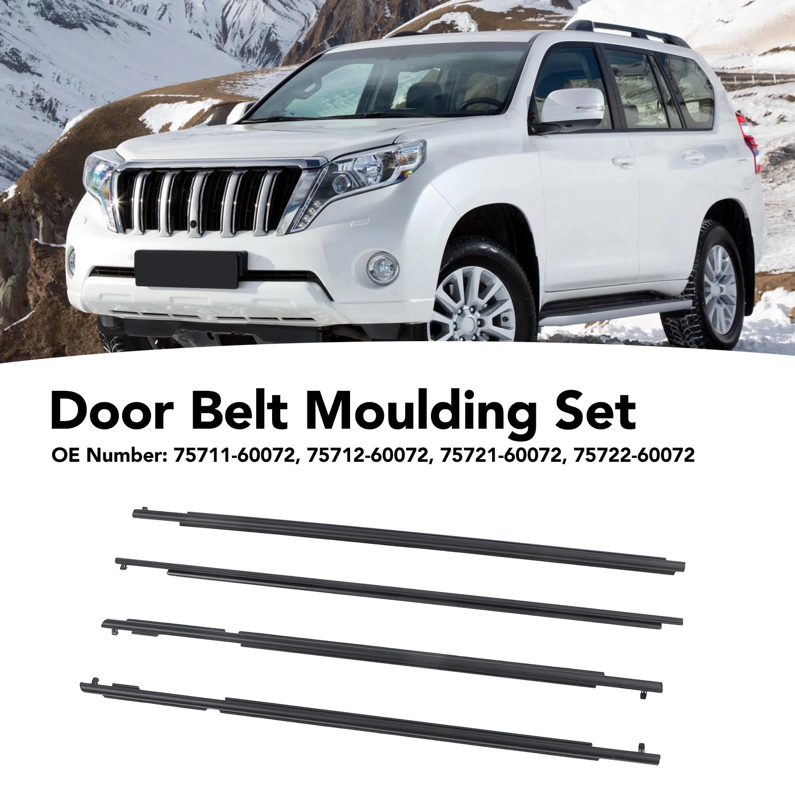 

Door Belt Moulding Set 75711 60072 Window Weatherstrip Sealing Belt for 150 Series 2010-2020 Car Door Window Sealing Replacement