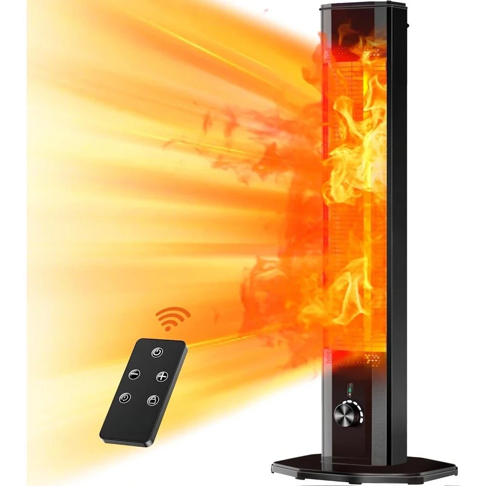 Outdoor Heater, 42in Infrared Heater, 9 Heat Levels, 9H Timers, 1500W Instant Heating,IPX5 Waterproof Tower Space Heater