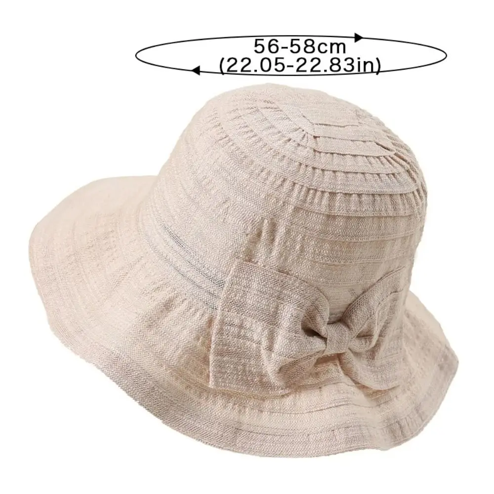 Moda algodão guarda-sol pescador boné fino aba larga feminino arco chapéu de sol anti uv dobrável proteção solar chapéu senhora