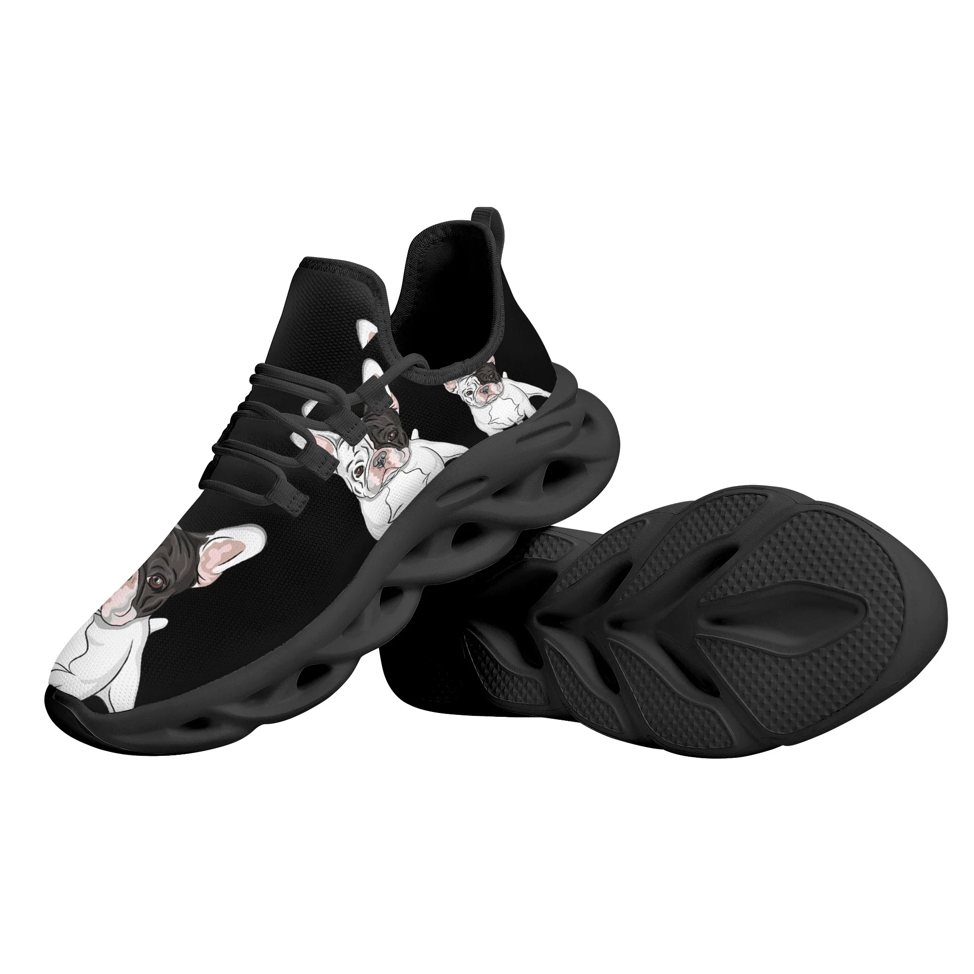 French Bull Terrier Platform Sneakers Black Knitted Casual Shoes For Female Bulldog Designer Blade Shoes Zapatos Hot