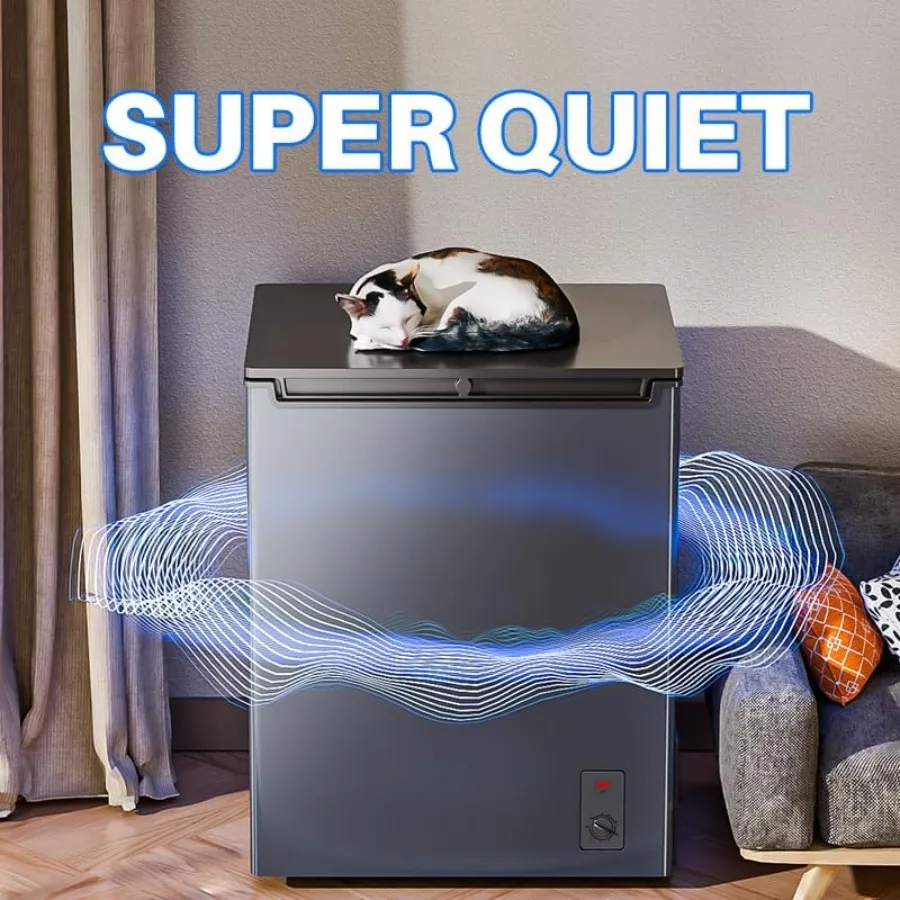 عام 4.5 مكعب. قدم. فريزر الصدر العلوي الباب المعدني قائم بذاته مع سلة قابلة للإزالة للمنزل والمطبخ والمكتب باللون الأسود 4.5Cu.ft #3