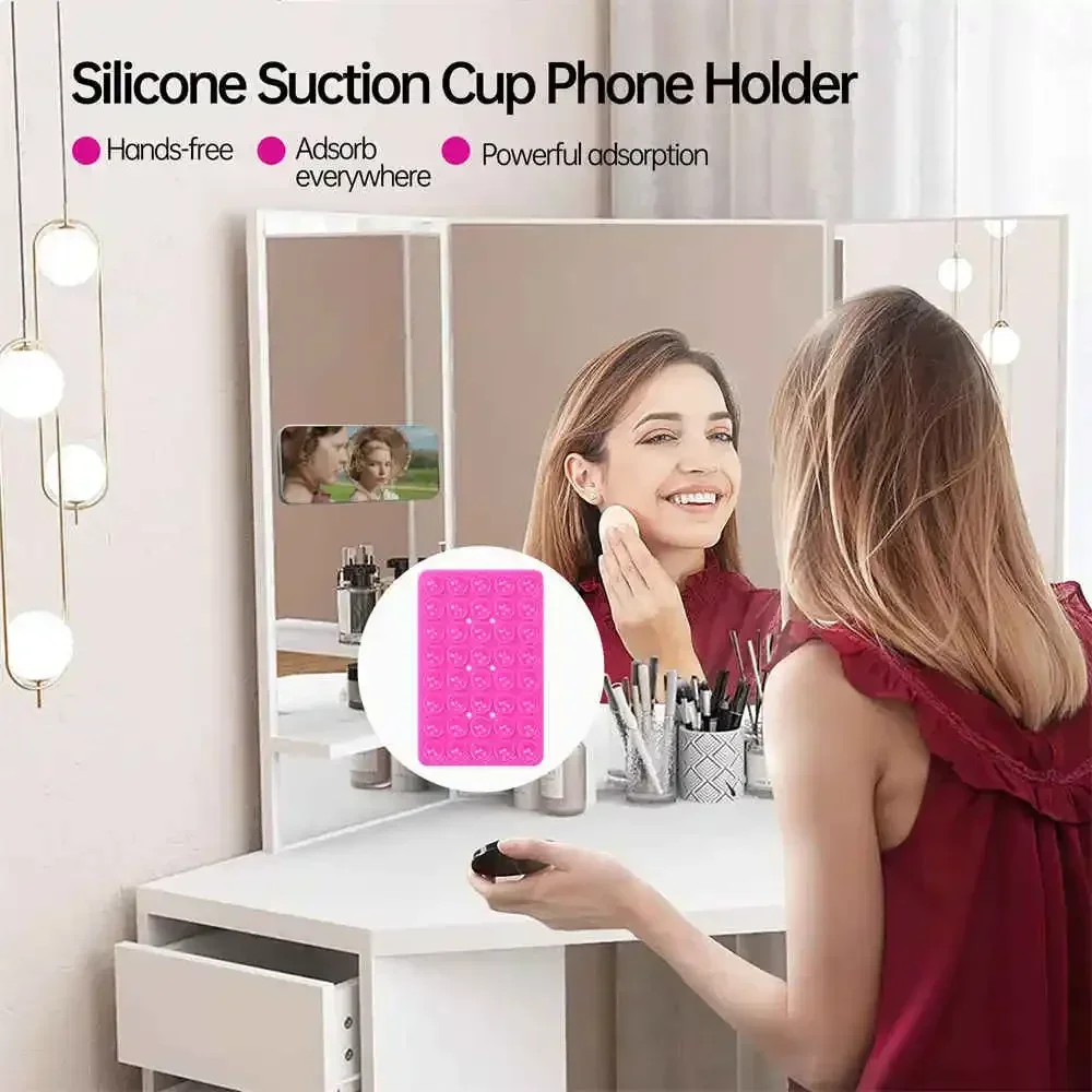 Double Side Silicone Suction Phone Holder Hands Free Stand for IPhone 15 Samsung Xiaomi Universal Support Telephone Grip Mount