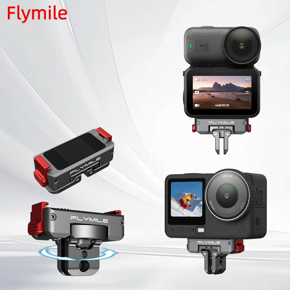 

Flymile Foldable Magnetic Quick Release Base for DJI OSMO Action 6/NANO Accessories Adapter Mount 360°Rotatable Metal Holder