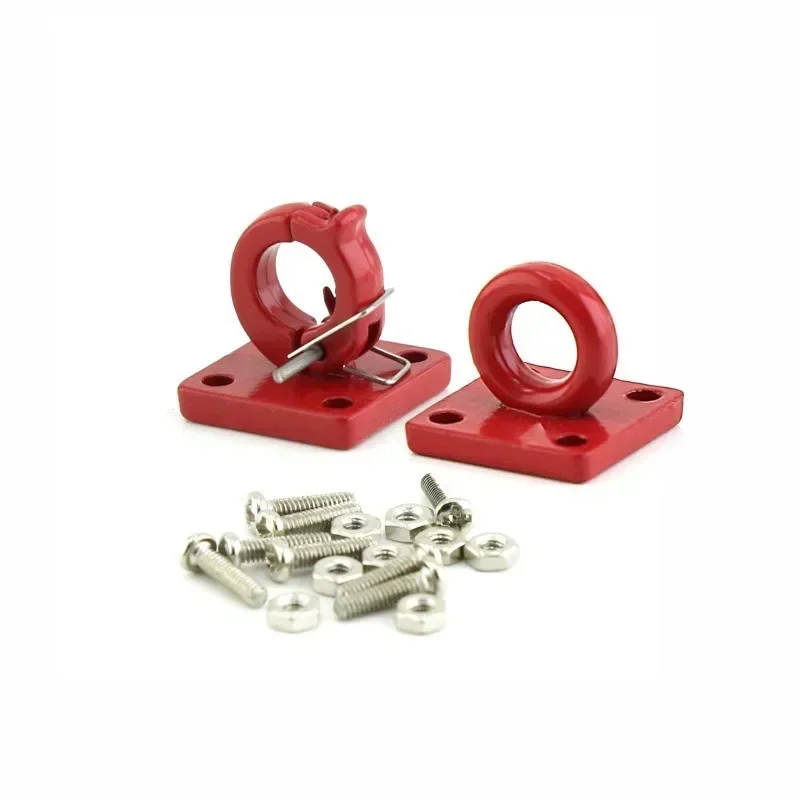 Metal Bumper D-ring Red Tow Hook 2Pcs for 1/10 RC Crawler Car TRX-4 Axial SCX10 90046 Upgrade Parts
