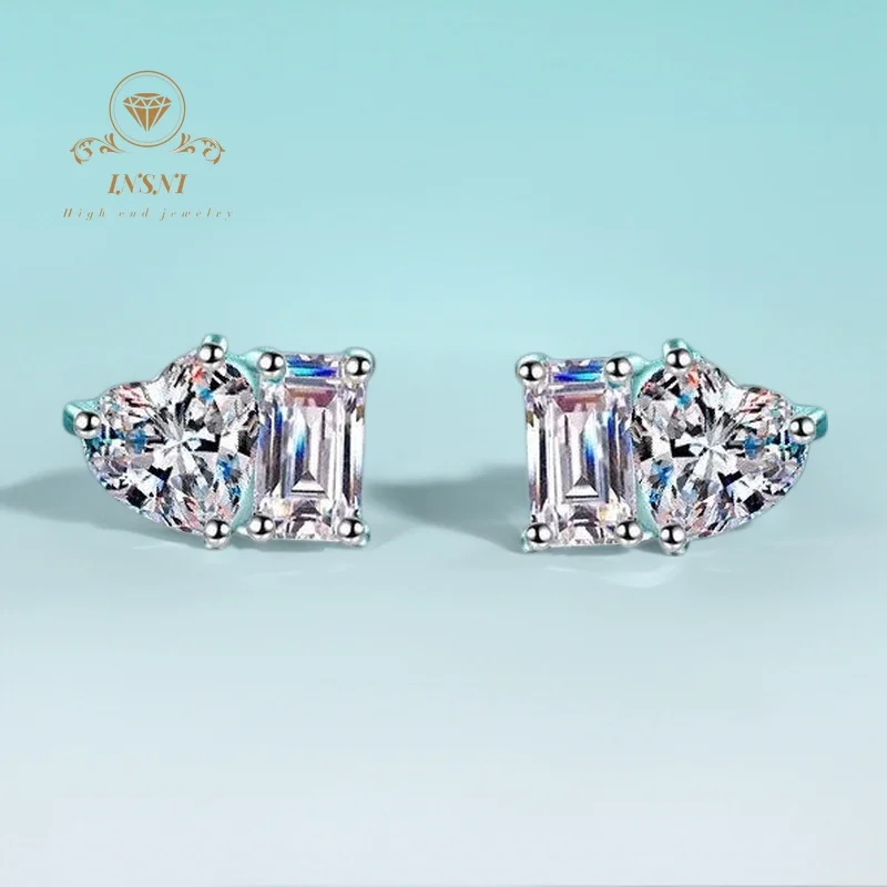 

Сертифицированные серьги из чистого серебра S925 с покрытием из золота PT950, 2 карата, в стиле принцесса, с квадратным сердцем и муассанитом, минималистичные, роскошные, уникальные