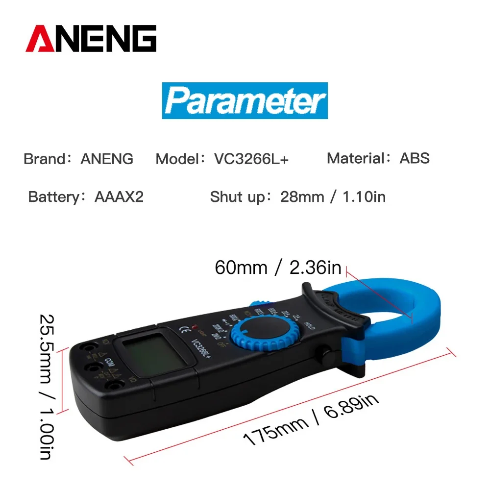 ANENG-multímetro Digital profesional de mano, medidor de voltaje de corriente CC, tester de corriente eléctrica, 3266l + 1999 cuentas