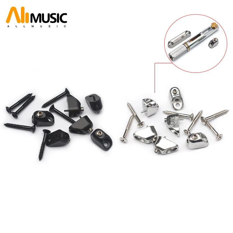 6Pcs String Locking Button for Headless Guitar Bridge 13x7x7.5MM String Locker Guitar Parts Black/Nickel