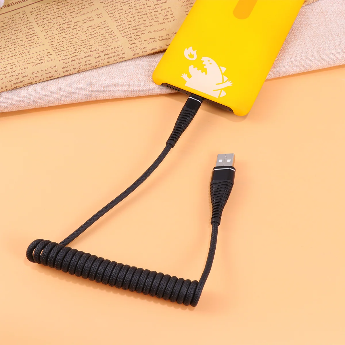 

Telescopic Charging Cable for Type-C Black Portable Compact Lightweight Data Transmission Fast Charging Mobile