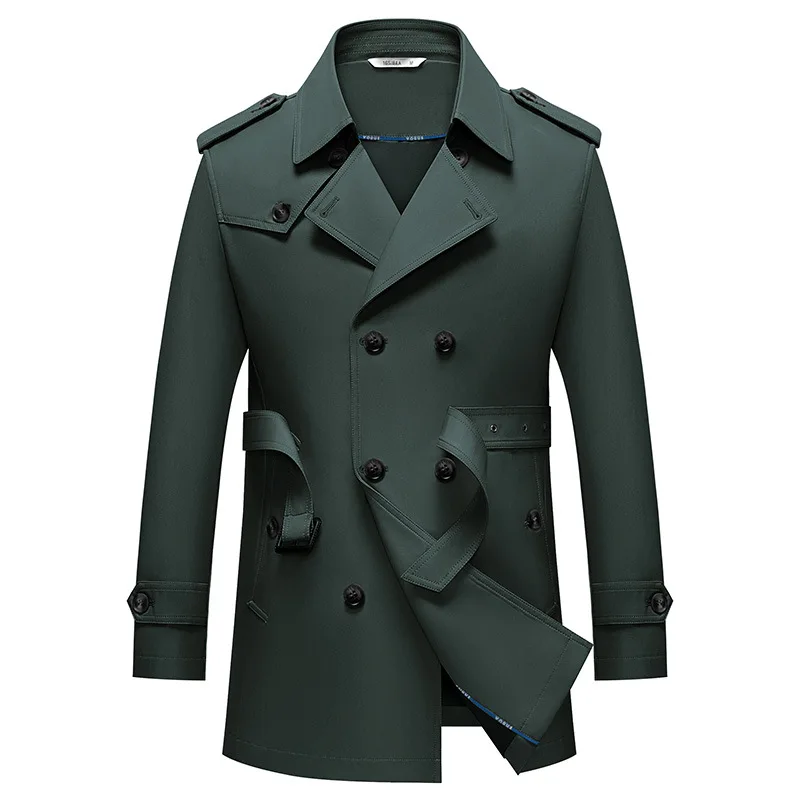 Outono inverno masculino duplo breasted trench moda inteligente causal cor sólida turn down collar blusão masculino inglaterra estilo casacos