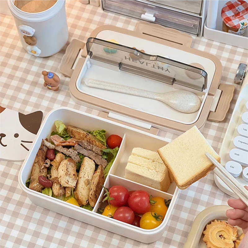 Simpatico Lunch Box portatile con scomparto per ragazze scuola bambini Picnic in plastica Bento Box contenitori per alimenti a microonde