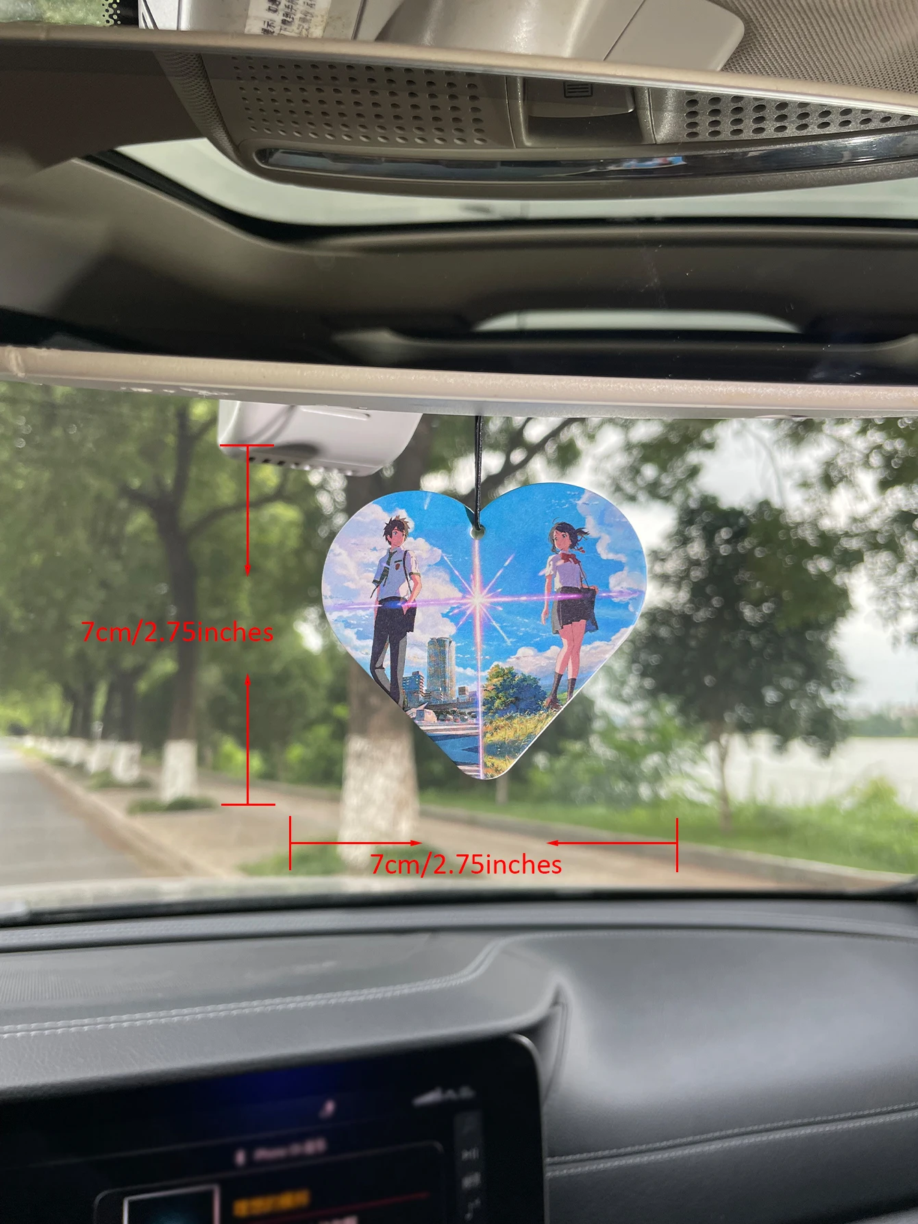 Heart‑Shaped Your Name Anime Hanging Car Air Freshener, Taki & Mitsuha Scented Perfume Card, Natural Plant Extract, Alcohol‑Free