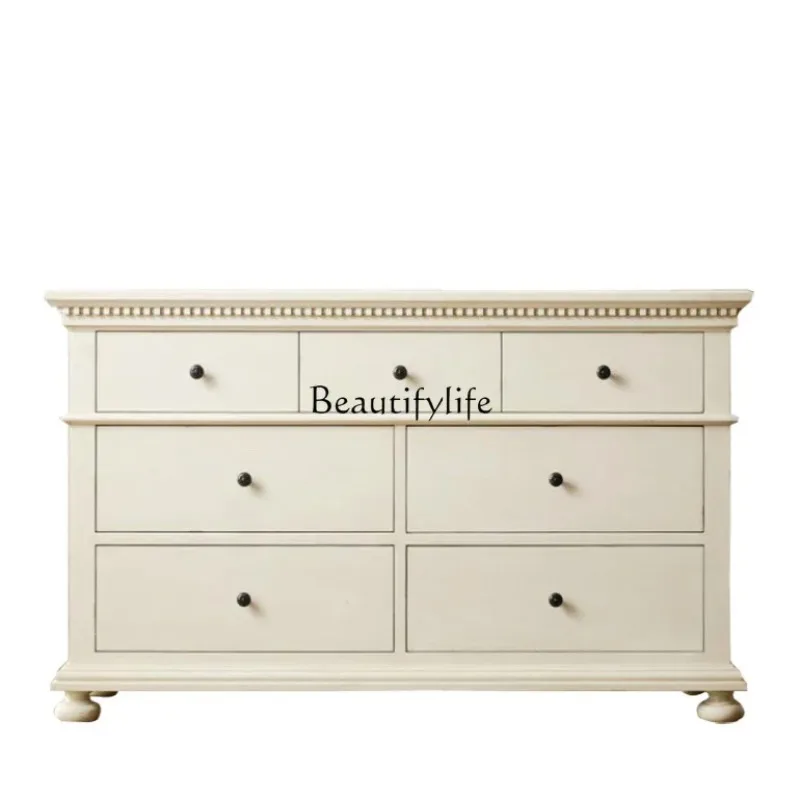 

ls 18 FG40European minimalist all-solid wood chest of drawers retro oak 7 chest of drawers post-modern American style