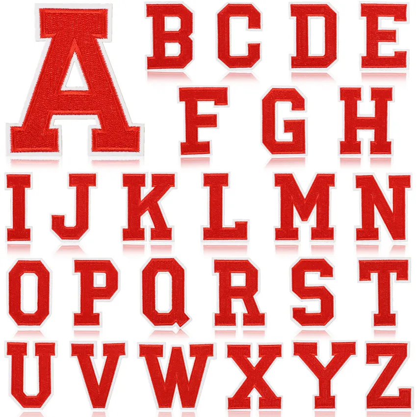 Red Alphabet, Letter, Name, Patches for Clothing, Cloth Sticker, Embroid, Garment Accessories, DIY Logo, Iron-on, Sewing