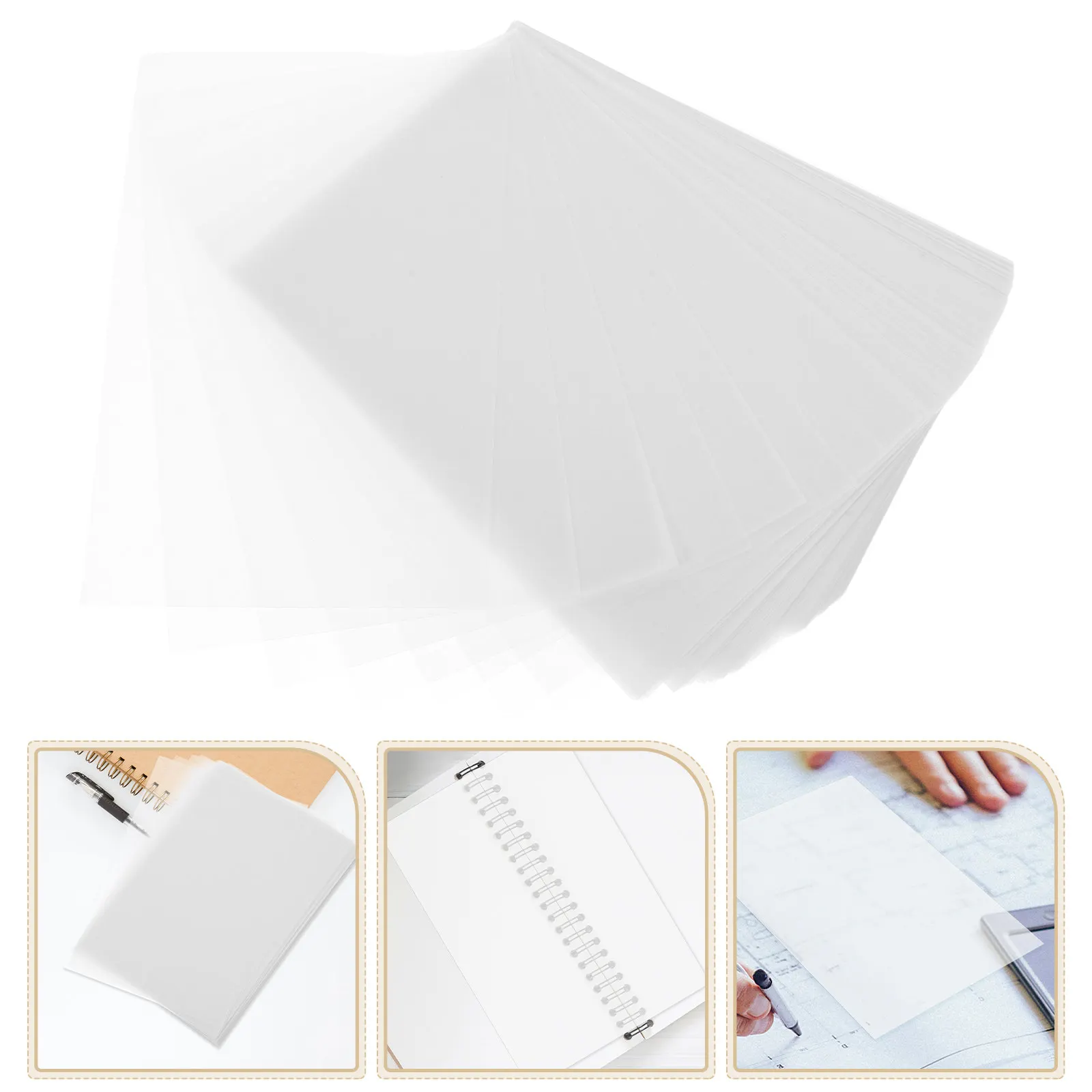 Bloc de Papel de Calco de 200 Hojas, 15x10 cm, Ultrafino, 63g, Papel Sulfurizado para Dibujo, Transferencia, Copia, Diseño, Dibujo Técnico, Artistas