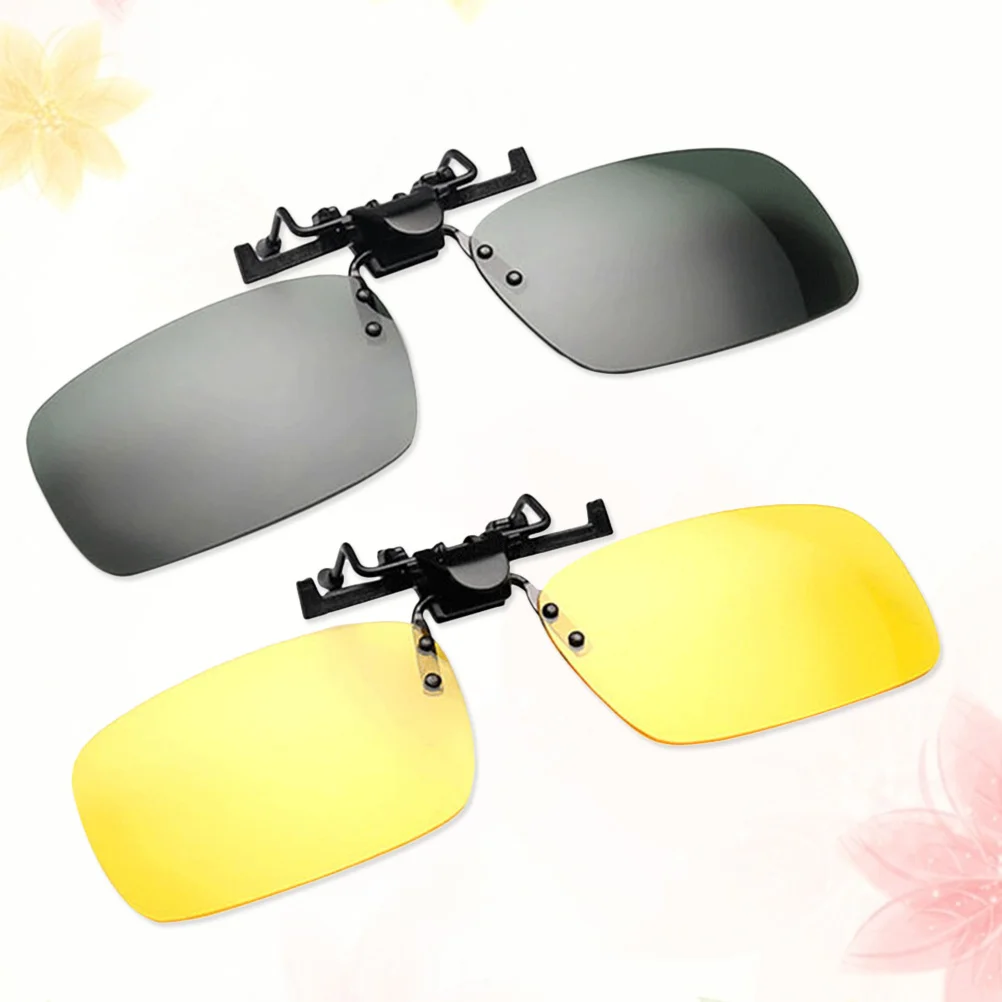 قطعتان من عدسات الراتنج المستقطبة القابلة للتعديل للقيادة الليلية والرياضات الخارجية مقاس كبير L أصفر رمادي #6