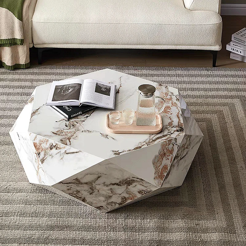 Extravagant Diamond Rhombus Sintered Stone Marble Coffee Table, Modern Concise Table, Beautiful Furniture