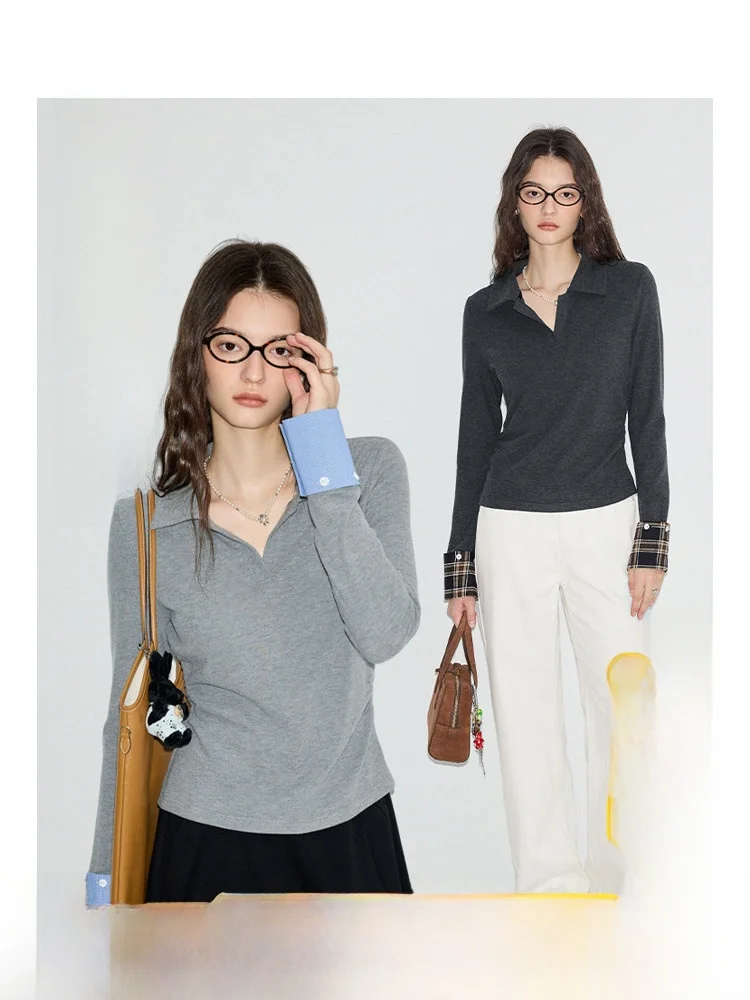 

plus Size Women's Long Sleeve T-Shirt Base Shirt Slimming Inner Wear Top Knittedwear Casual Style Breathable Skin-Friendly