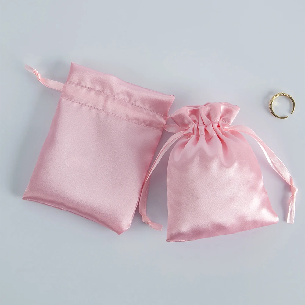 10pcs Small Silk Stain Drawstring Bag for Jewelry Hair Watch Shoes Diamond Bead Ring Makeup Gift Travel Packaging Pouches