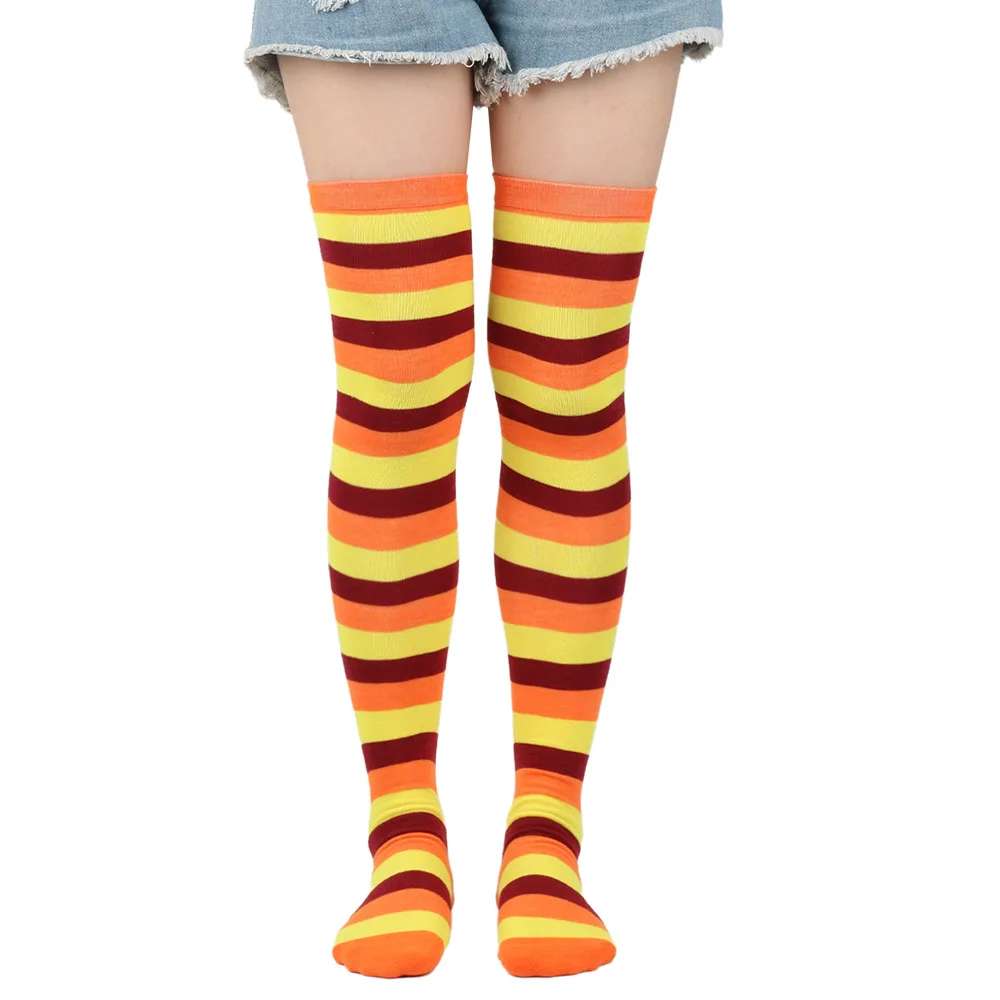 Bas pour femmes chaussettes rayées au-dessus du genou chaussettes de cuisse Cosplay Anime chaussettes pour femmes
