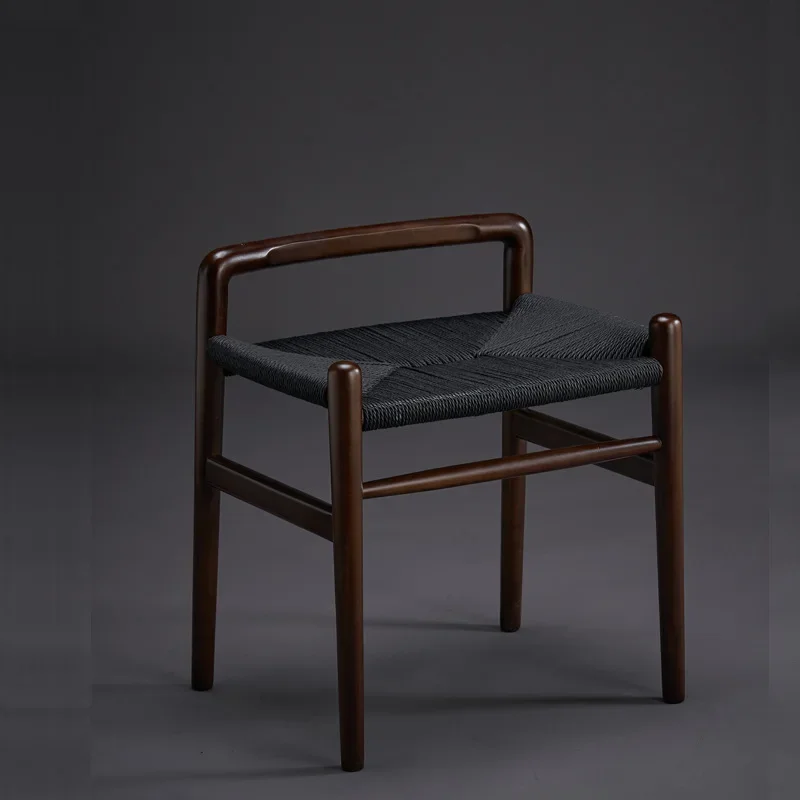 Nordic solid wood square stool, rattan, makeup, shoe change, bed and breakfast chair