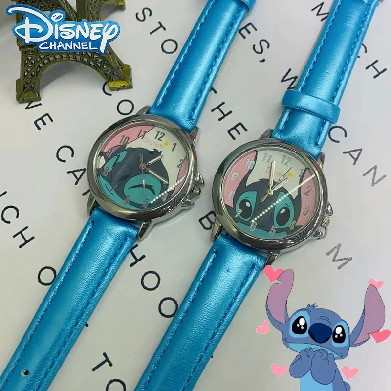 Disney Stitch Watch Cartoon 3D Convex Scale Quartz Wristwatch Boys Girl Teenager Youth Student Fashion Clock for Christmas Gift