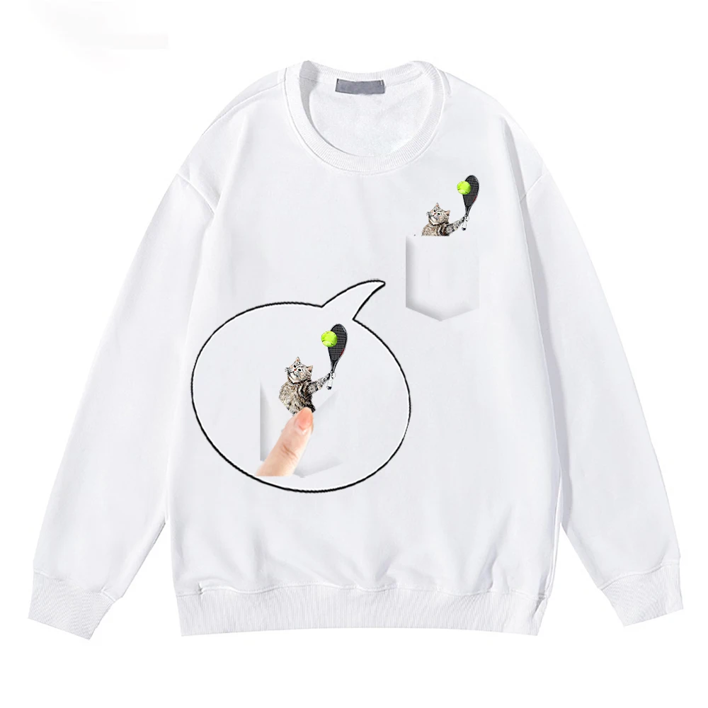 CLOOCL Fashion Sweatshirts Funny Cat Tennis Printed Pullovers Unisex Sportswear Male Female Polyester Streetwear Dropshipping