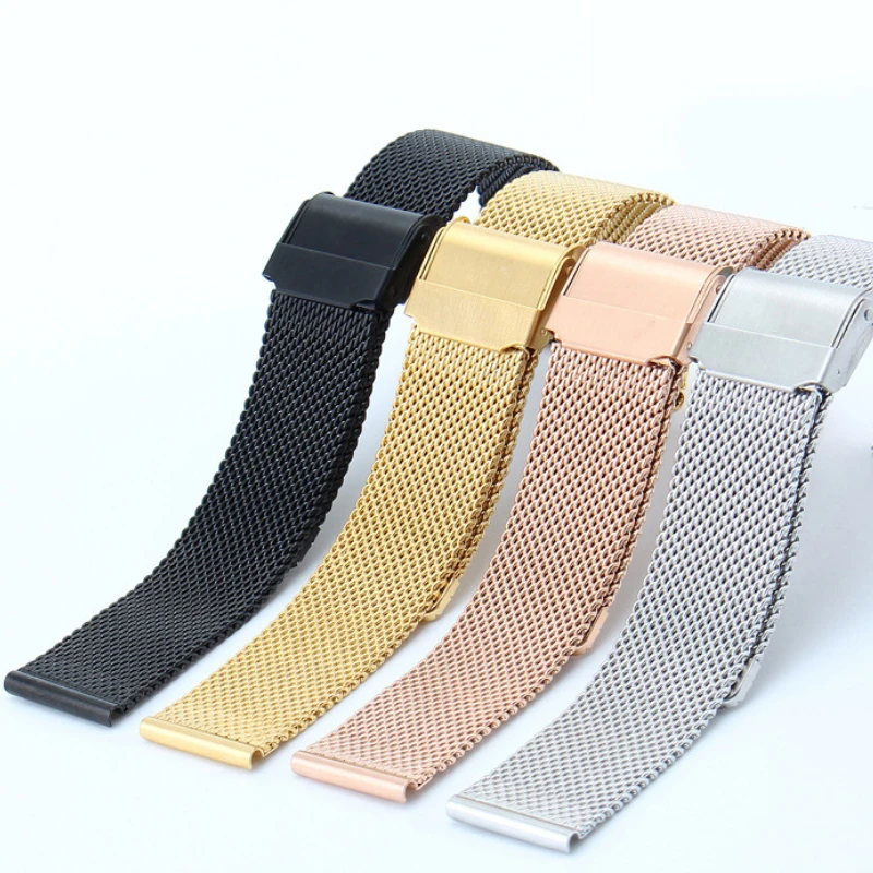 Metal Steel Strap, Milanese Mesh Strap 0.6 Wire Buckle Metal Stainless Steel Watch Accessories