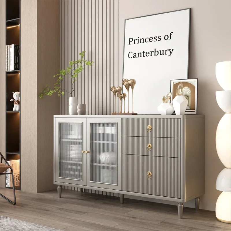 Solid wood dining side cabinet light luxury locker American door cabinet high-end storage restaurant wall tea cabinet Eu