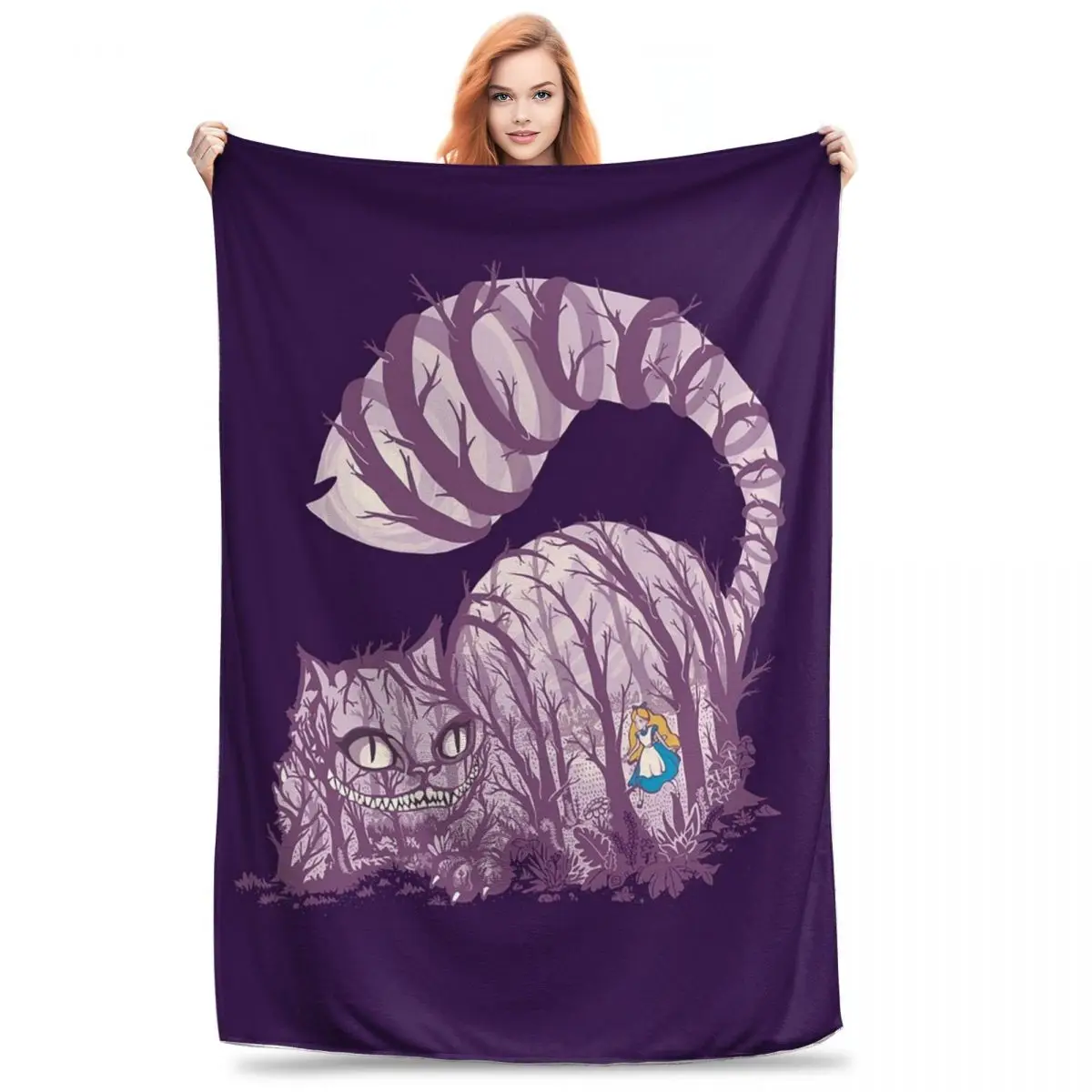 Inside Wonderland (Cheshire Cat) Blankets Flannel Warm Sofa Throw Blankets For Couch Bedding Outdoor Throws Bedspread Quilt