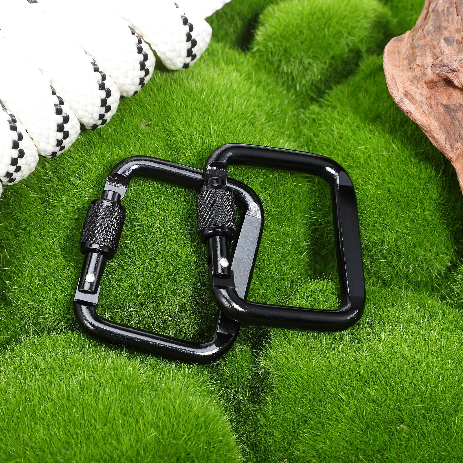 

6Pcs Threaded Locking Square Carabiners Heavy Duty Small Metal Clip for Keys Outdoor Camping Hiking Keychain Clips