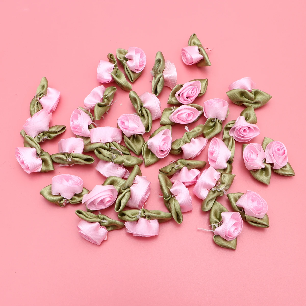 

3Cm Diy Ribbon Flowers Handmade Cloth Flowers Decorative Accessories For Clothing Bags Cards Gifts Pink Handicraft Supplies