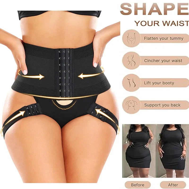 GUUDIA Plus Size Row Hook Buckle Sexy Hollow Out Hip Butt Lifter Tummy Control Women Shapewear Intimate Panties Best Body Shaper