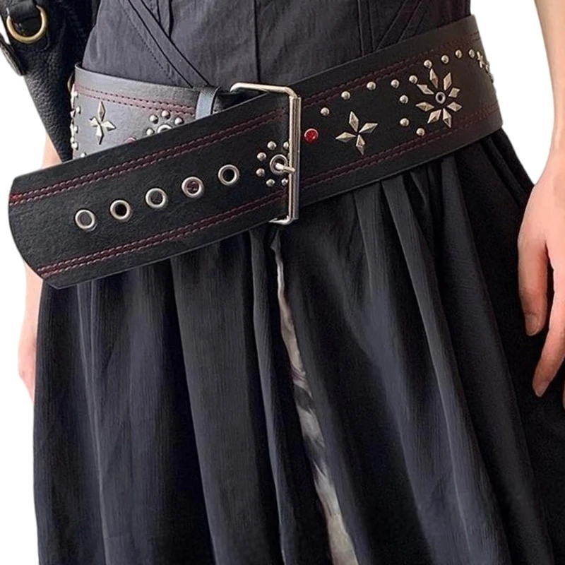 Cintura design a rivestimento con fibbia con fibbia con fibbia in cintura a fibbia larga per donne adolescenti 6xda