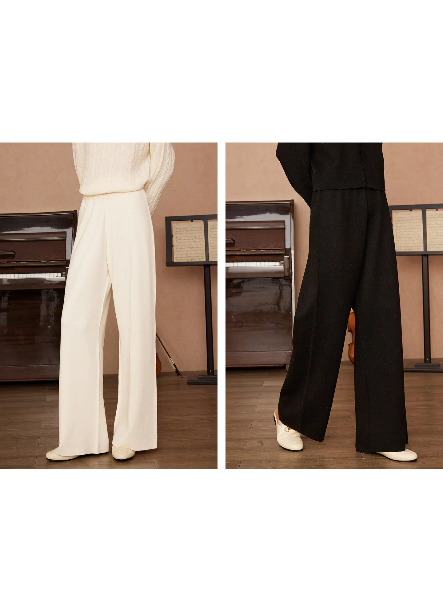 

Slimming Straight Leg Pants Lightweight Premium Cotton Acrylic Blend Elastic Waist Long Leg Visual Effect Casual Trousers for...