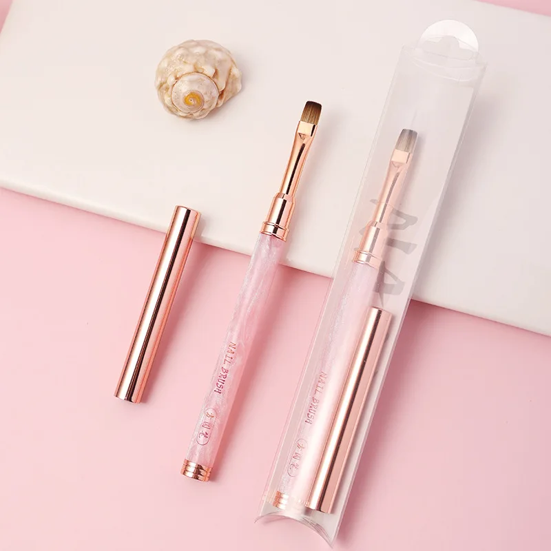 1/12個入り ピンク アクリルネイルブラシ ジェルブラシ マニキュア用 アクリル UVジェル エクステンションペン ネイルポリッシュ ペイント 描画ブラシ ライナー