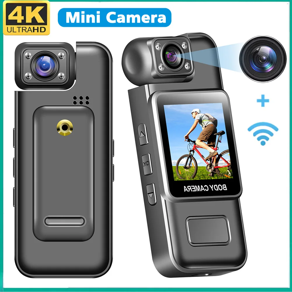 64GB HD 4K Mini Camera WiFi Hotspot Portable Digital Video Recorder Camera Sports DV DVR Body Cam Night Vision Mini Camcorder