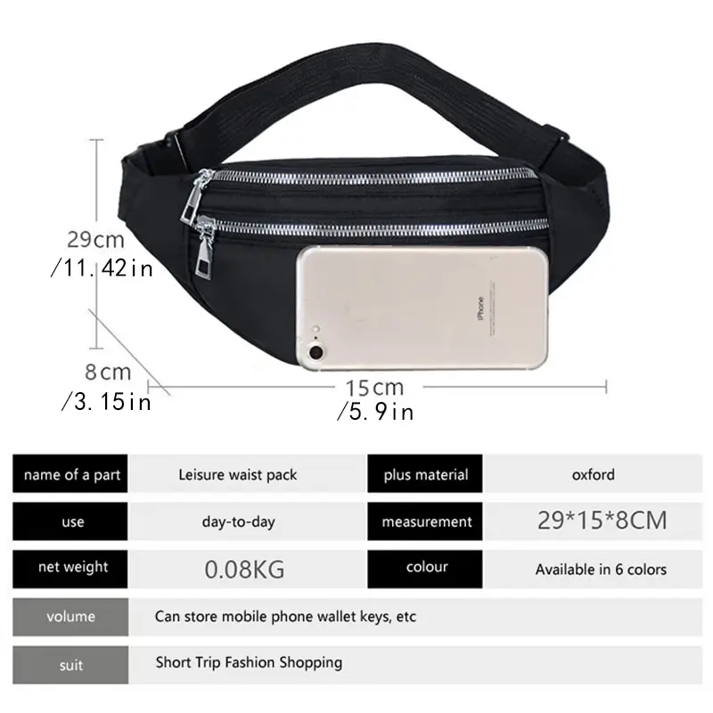 Fashionable Waist Bag For Women Simple Shoulder Bag Lightweight Oxford Cloth Men Casual Travel Versatile Crossbody Bag