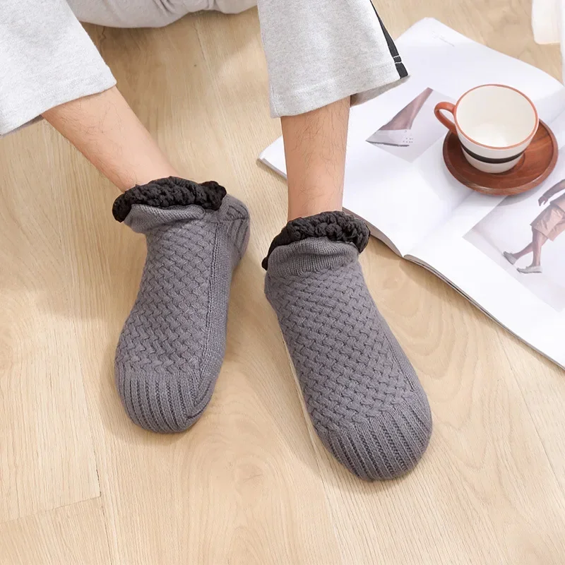 Winter Floor Socks Men Thicken Warm Home Bedroom Socks Slippers Women Non-Slip Foot Warmer Carpet Snow Socks Calcetines Hombre