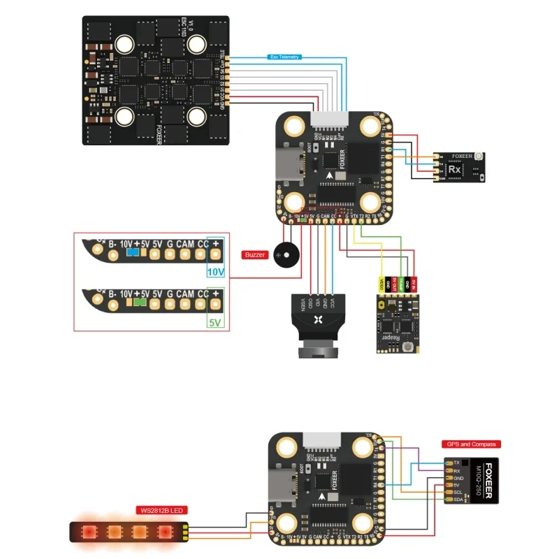 Fox-eer H7 Mini Flight Control H743 FC MPU6000، 4-8S، Dual BEC، Barometer، 32 كيلو هرتز 20 × 20 مم 4 متر لـ O3 HD/تناظري VTX Racing Dr-one
