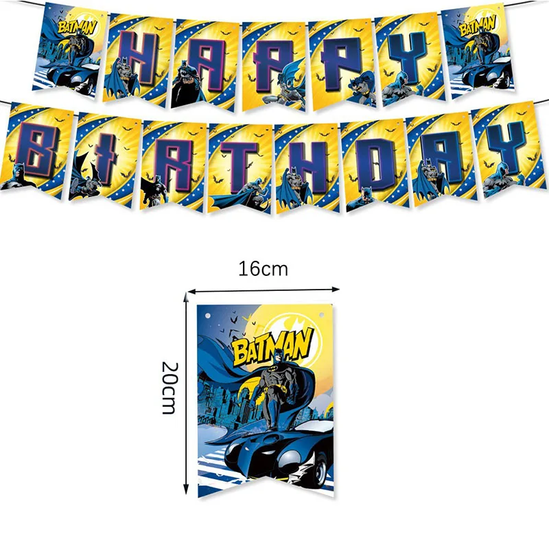 Banderines con imagen de figura de acción de Anime para fiesta de cumpleaños, temática de Batman, adorno de pastel, globo, suministros desechables para Baby Shower, Evento para niños