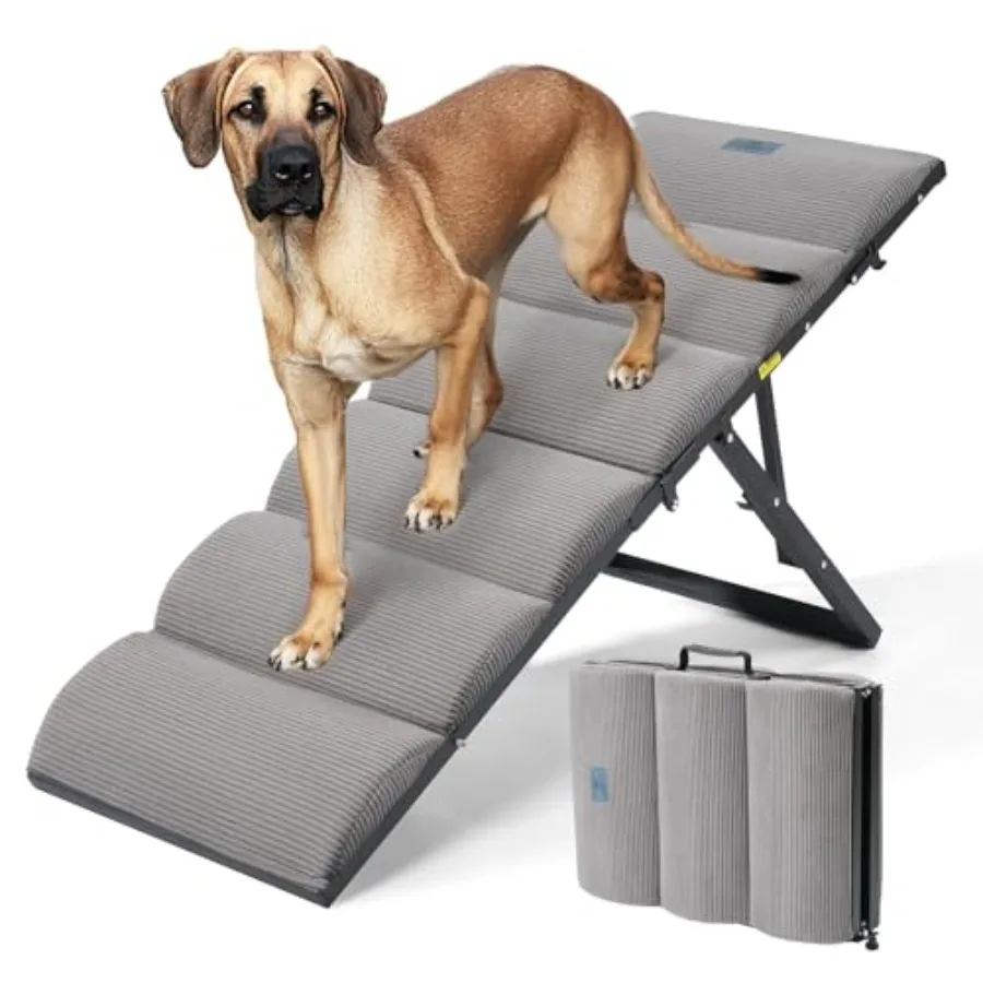 

Dog Ramp for Bed Couch Height Adjustable 17 to 23 inches Foldable Stairs for Dogs Extra Wide 17 inches Portable Indoor Pet Step