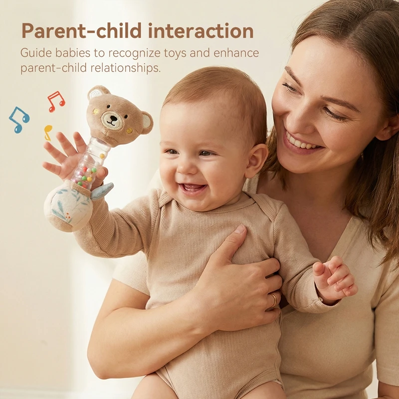 0-12Baby Bear Rattle Early Learning Educational Toy Sensory Soothing Soft Plush Animal Rattle for Crib Handheld Baby Toy Toddler - view 5