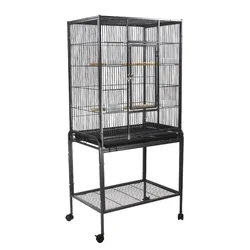 61X42X135cm Metal Bird Cage with Rolling Stand Parrot Playground Birdcage for Cockatiel Canary Finch Lovebird Parrotlet Pigeon